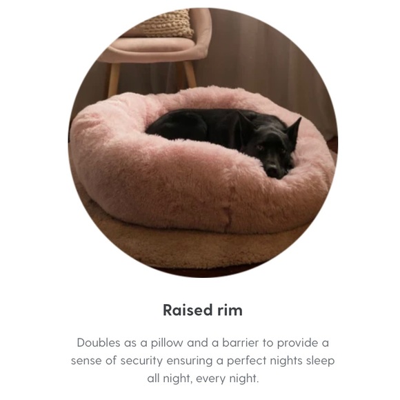 Pupnaps Luxe Calming Bed Small Pink Anti Anxiety Dog Cat Pet Deluxe Donut Fluffy - Picture 10 of 13